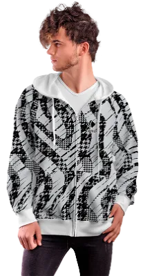POLERON CON CIERRE COD. 023 GRIS ESTAMPADO NEGRO