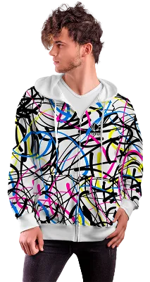 POLERON CON CIERRE COD. 029 BLANCO LINEAS COLORES
