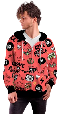 POLERON CON CIERRE COD. 052 ROSADO LOVE & PEACE
