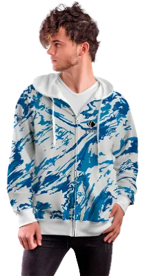 POLERON CON CIERRE COD. 073 BLANCO GRUNGE AZUL