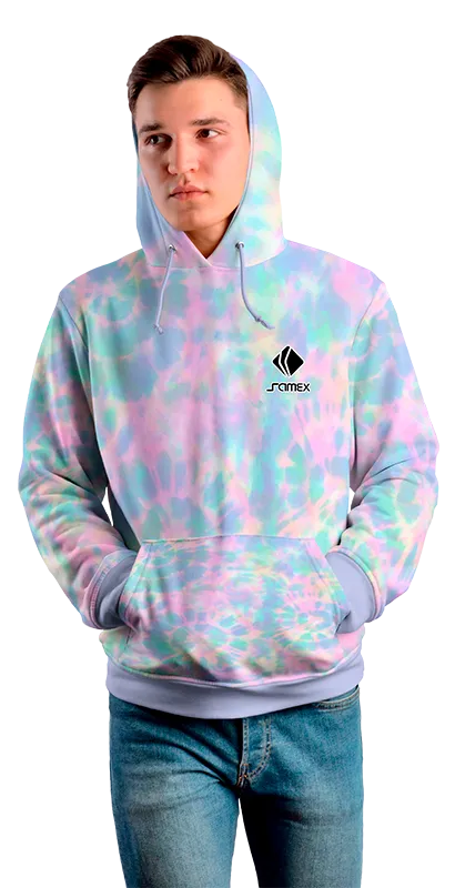 Poleron Con Capucha Cod 0014 POLERA LILA EFECTO TIE-DYE .