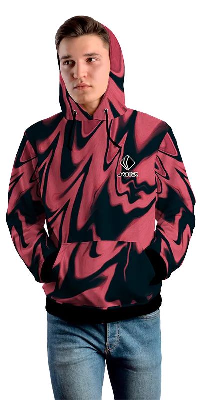 Poleron Con Capucha Cod 0031 POLERA NEGRO CON ESTAMPADO ROJO .