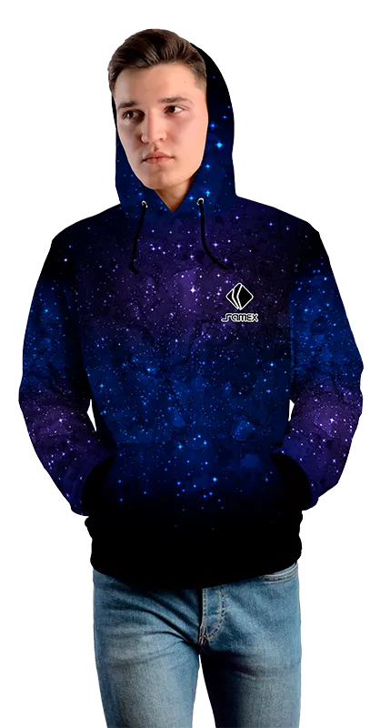 Poleron Con Capucha Cod 0043 POLERA AZUL - MORADO - GALAXYA .