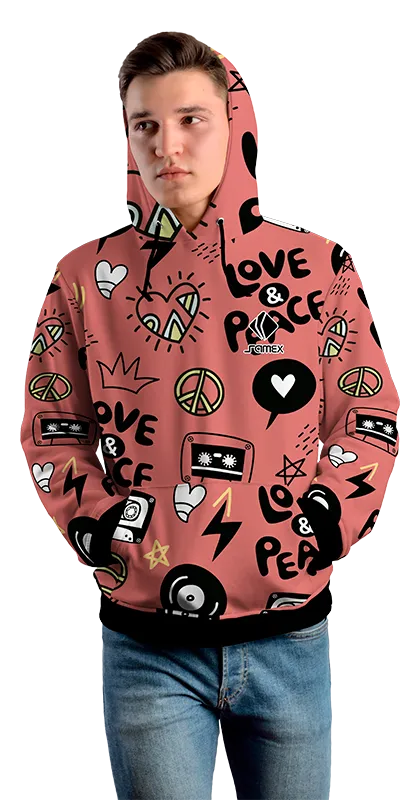 Poleron Con Capucha Cod 0046 POLERA PALO ROSA - LOVE & PEACE .
