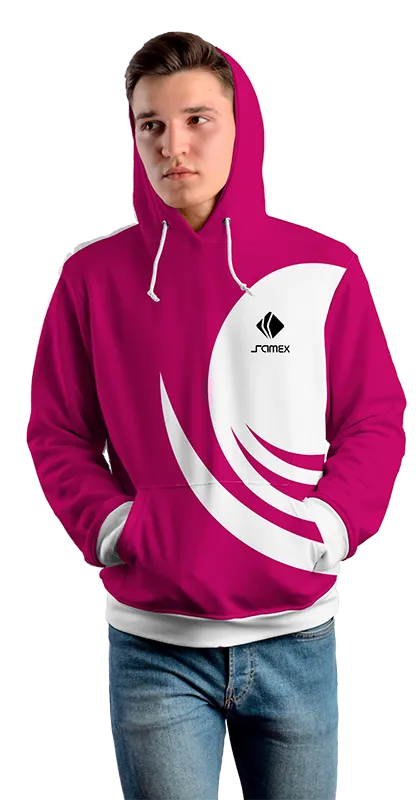 Poleron Con Capucha Cod 0057 POLERA FUCSIA - BLANCO .
