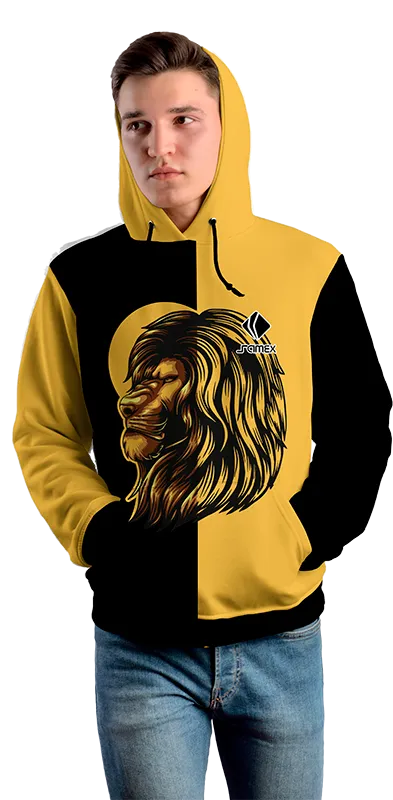 Poleron Con Capucha Cod 0058 POLERA NEGRO - AMARILLO - LEON .