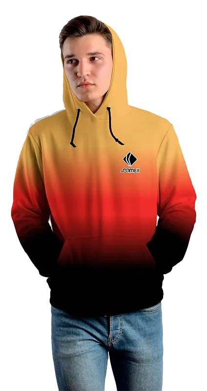 Poleron Con Capucha Cod 0064 POLERA AMARILLO - ROJO - NEGRO .