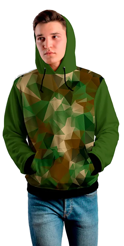 Poleron Con Capucha Cod 0070 POLERA VERDE TRIANGULOS .