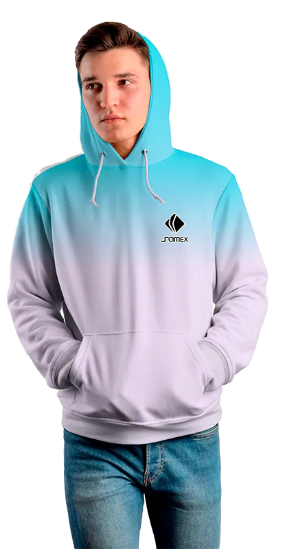Poleron Con Capucha Cod 0077 POLERA DEGRADE CELESTE-LILA .