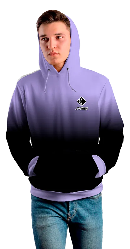 Poleron Con Capucha Cod 0078 POLERA DEGRADE LILA- NEGRO .