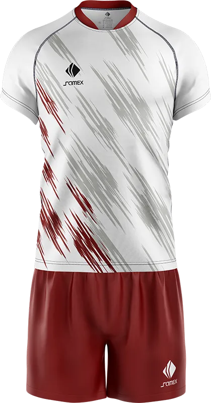 CONJUNTO RUGBY COD. 062 BLANCO - RAYAS GRIS - GUINDA