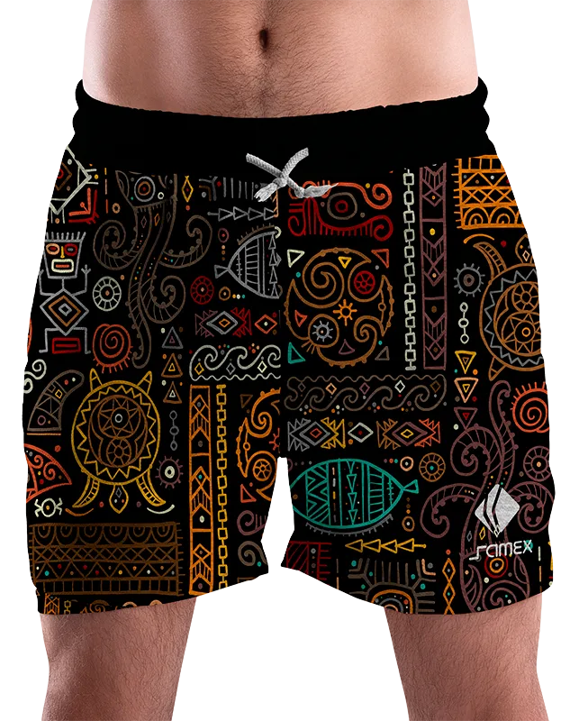 SHORT URBANO HOMBRE COD. 001 NEGRO DIBUJOS ABSTRACTOS