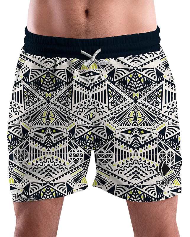 SHORT URBANO HOMBRE COD. 007 BLANCO - DIBUJOS NEGRO