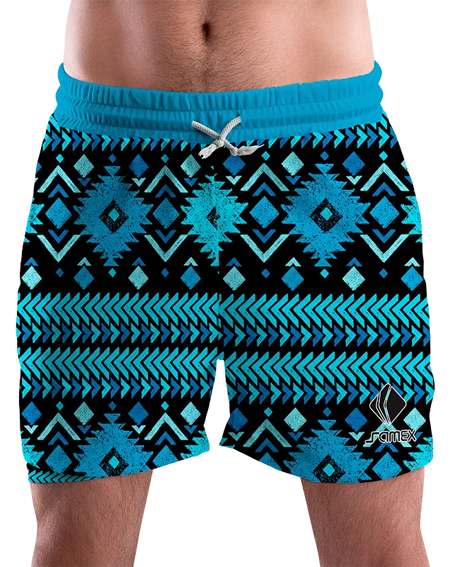 SHORT URBANO HOMBRE COD. 011 NEGRO TRIANGULOS CELESTE