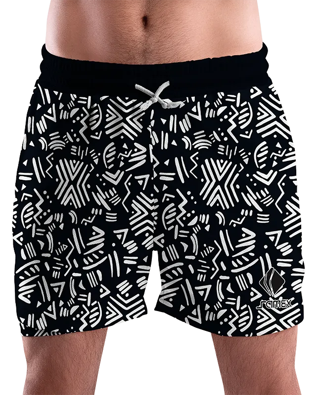 SHORT URBANO HOMBRE COD. 020 NEGRO - DIBUJOS BLANCO