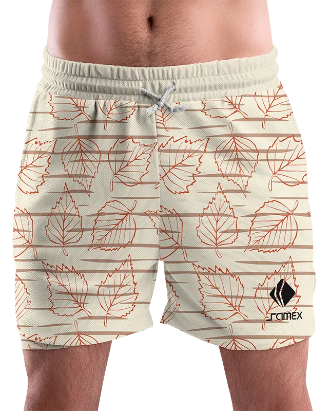 SHORT URBANO HOMBRE COD. 032 BEIGE HOJA NARANJA