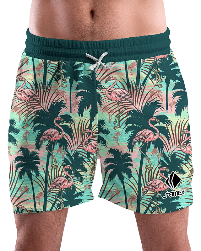 SHORT URBANO HOMBRE COD. 086 COLORES - PALMERAS VERDE - FLAMENCO