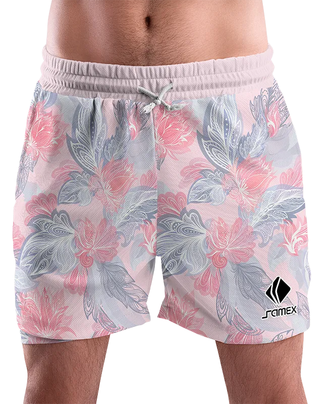 SHORT URBANO HOMBRE COD. 100 ROSADO HOJAS DIBUJO