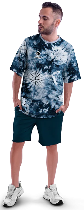 Polo Oversize Cod 0005 AZUL ESTAMPADO TIE DYE .
