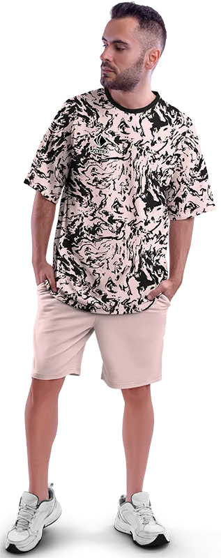 Polo Oversize Cod 0042 CREMA ESTAMAPDO LINEAS NEGRO .
