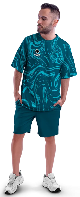 Polo Oversize Cod 0065 TURQUESA - LINEAS CELESTES .