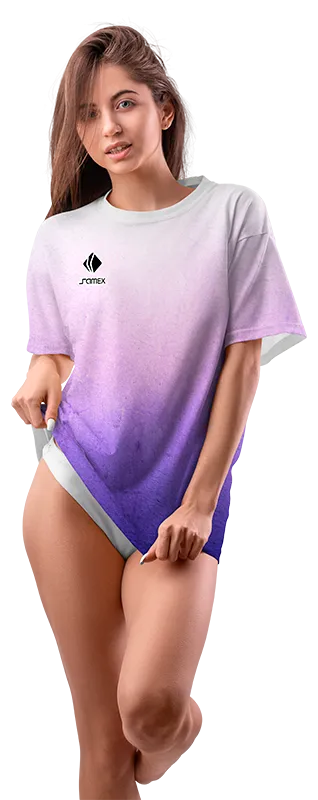 Polo Oversize Dama Cod 0010 DEGRADE BLANCO - MORADO .