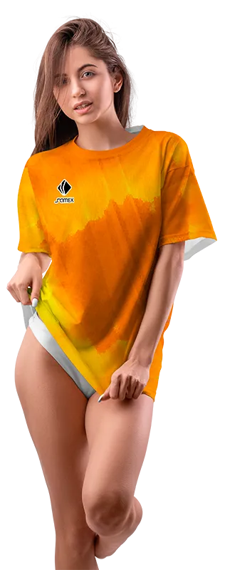 Polo Oversize Dama Cod 0032 AMARILLO - NARANJA - ESTAMPADO .